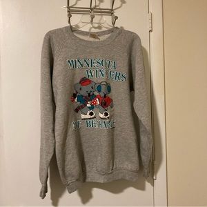 Vintage 1990 Y2K Gray Minnesota Winter Koala Bear Ugly Christmas Sweatshirt
